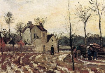 150の主題の芸術作品 Painting - 雪解けのポントワーズ 1872年 カミーユ・ピサロの風景